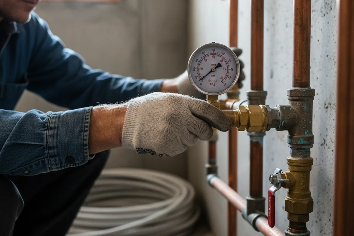 Pressure testing a repaired line during Water Line Repair in Summerfield